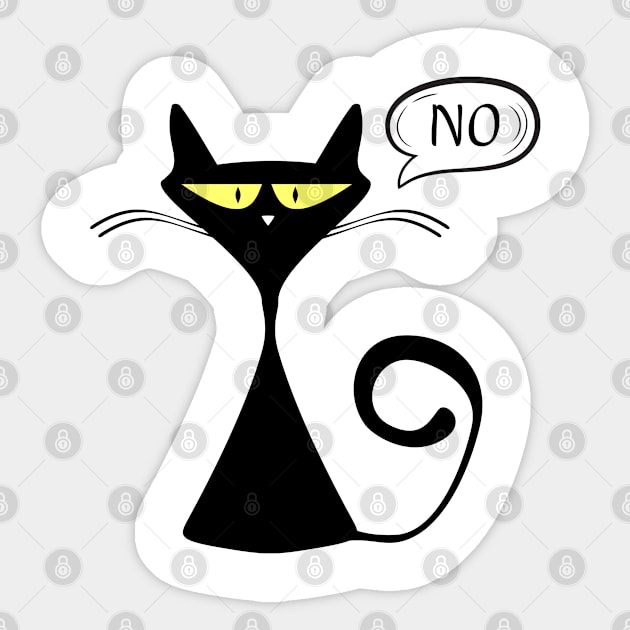 black cat says no Sticker by A tone for life